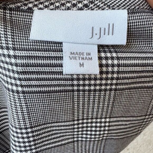 J. Jill Pleated-Hem Sleeveless Black Cream Top Blouse Size Medium Plaid NWOT - Picture 5 of 7